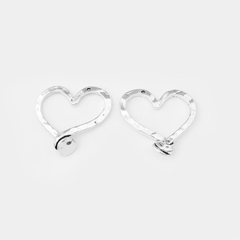 1 упаковка античные серебряные цветные вбитые открытые подвески в форме сердца