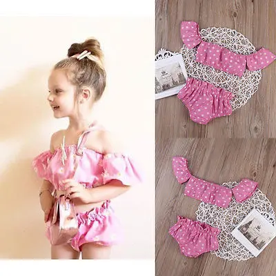 Одежда для купания маленьких девочек с цветочным принтом и оборками короткий топ