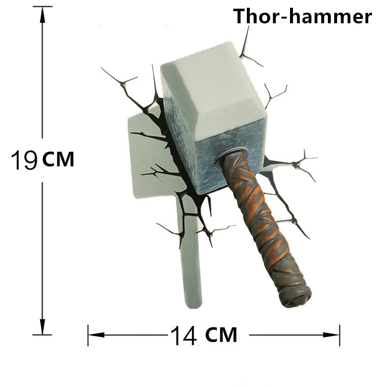 Thor-hammer 1 шт. наклейка s Toy Super Hero Marvel/DC наклейки 3D сломанные наклейки s Ironman/Spiderman/Batman креативная наклейка для автомобильного чемодана - Цвет: Thor-hammer