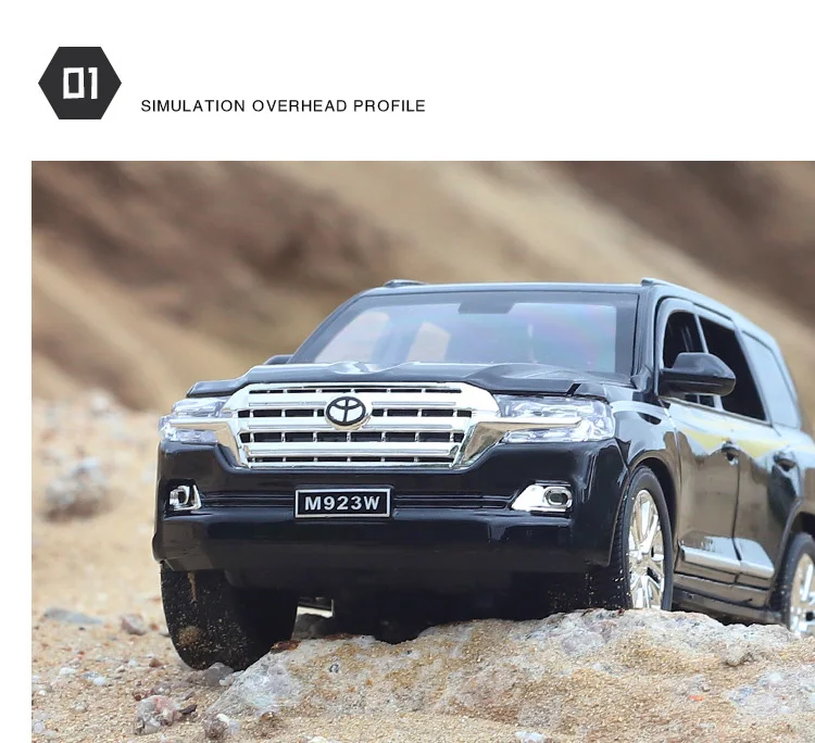 Горячая 1:24 масштабные колеса toyota SUV автомобиль металлическая модель с светильник и звуком ORV Land Cruiser литье под давлением автомобиль вытяжной назад игрушки коллекция