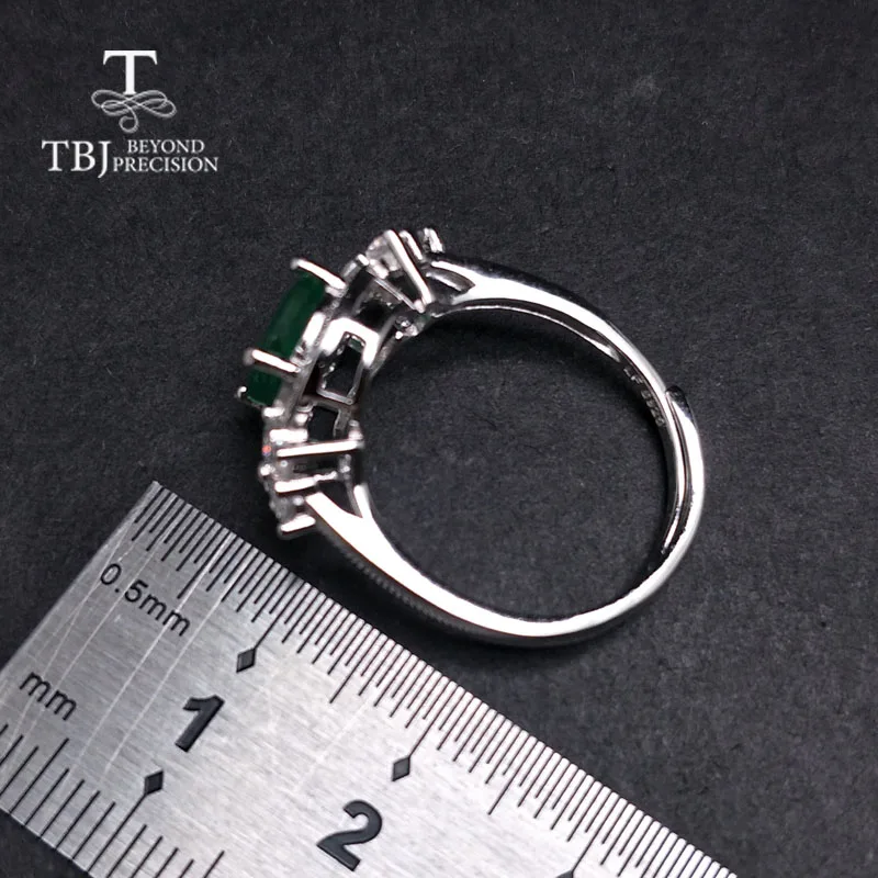 TBJ 100% кольцо с натуральным изумрудом из стерлингового серебра 925 пробы подарочной