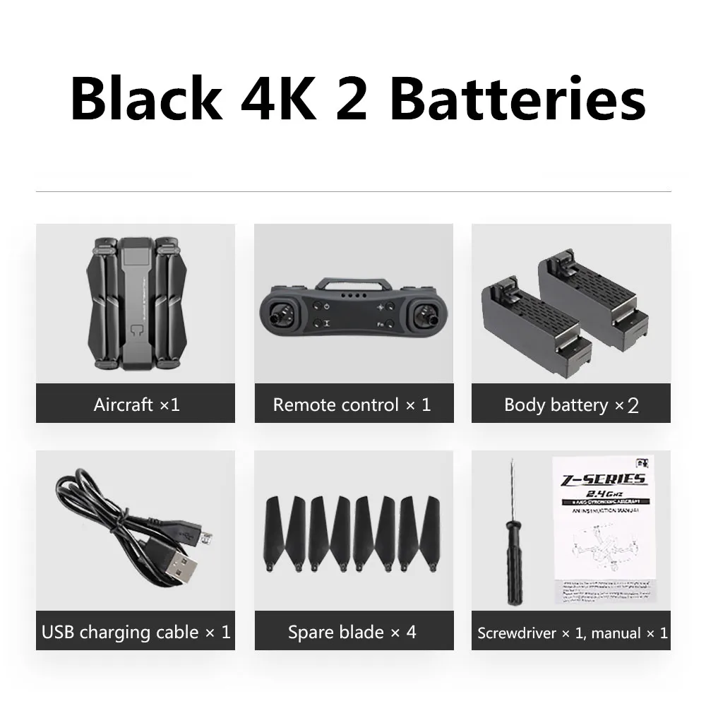 4K 2 Battery KF607 WI-FI FPV RC складной беспилотный 4K камера Ultra HD двойная камера беспилотный режим квадрокоптер для детей подарки - Цвет: 4K 2 Battery