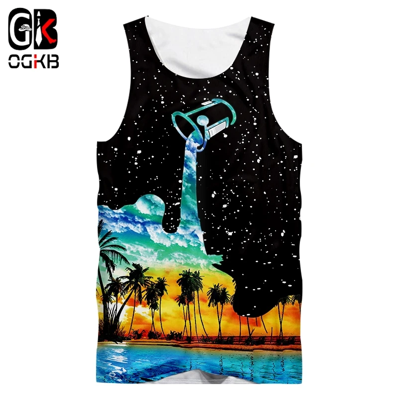 

OGKB, майка унисекс, летняя, крутая, с принтом, чашка Pour Milk, 3D, майка, жилет для женщин/мужчин, хип-хоп, панк, рубашки, без рукавов, футболки, 5XL