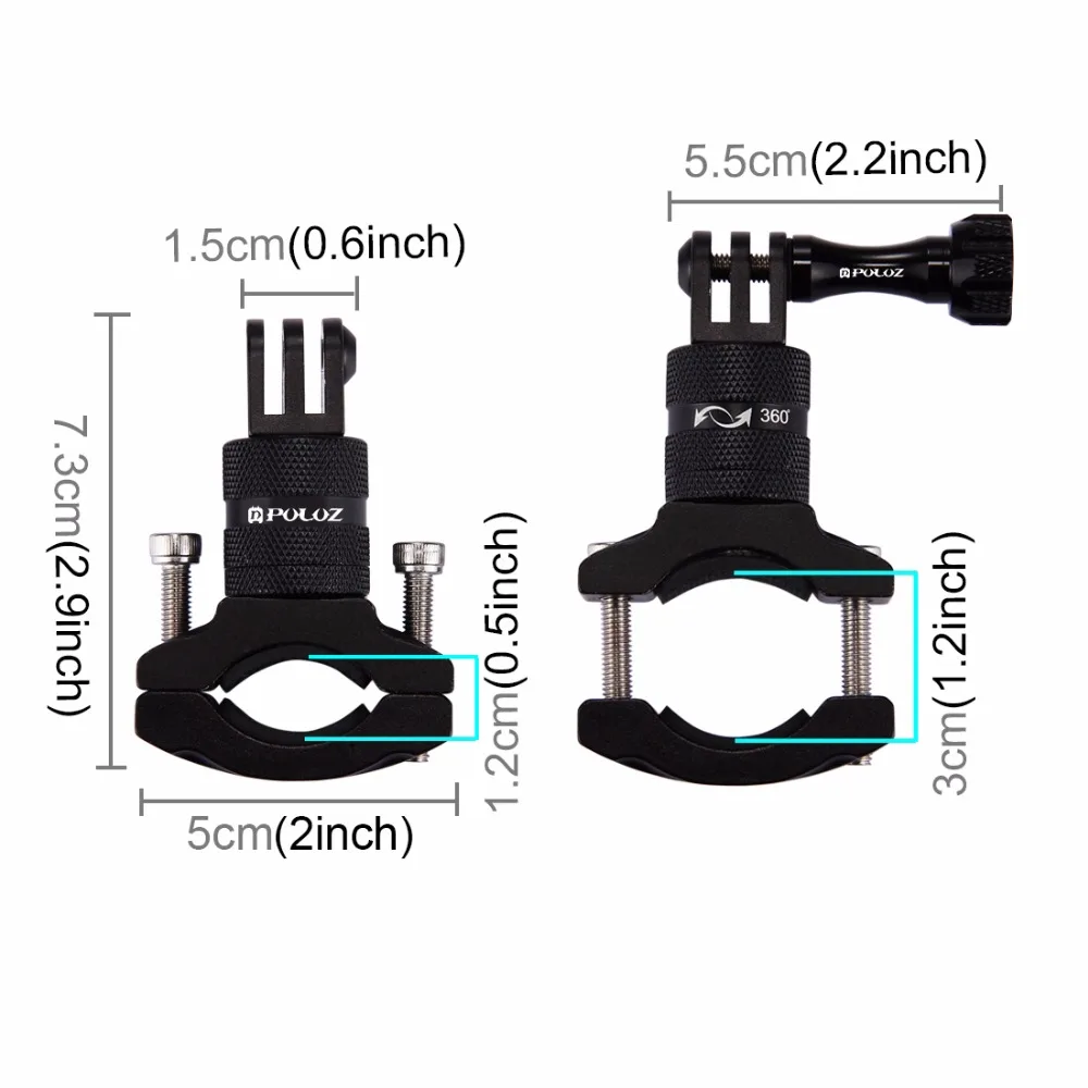 Алюминиевый поворотный кронштейн для крепления на велосипед и GoPro 5/6 вращающаяся