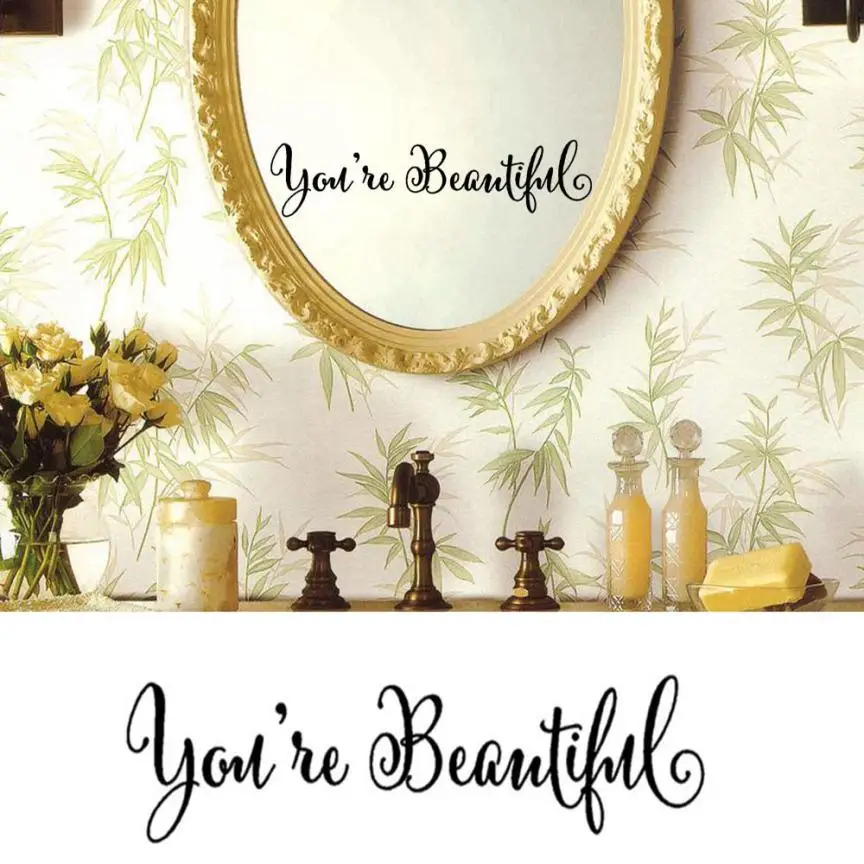 KAKUDER Modern Wall Stickers You're Beautiful Romantic Art Removable Home Vinyl Window Weeding Decal Decor Happy Sale ap426 | Дом и сад