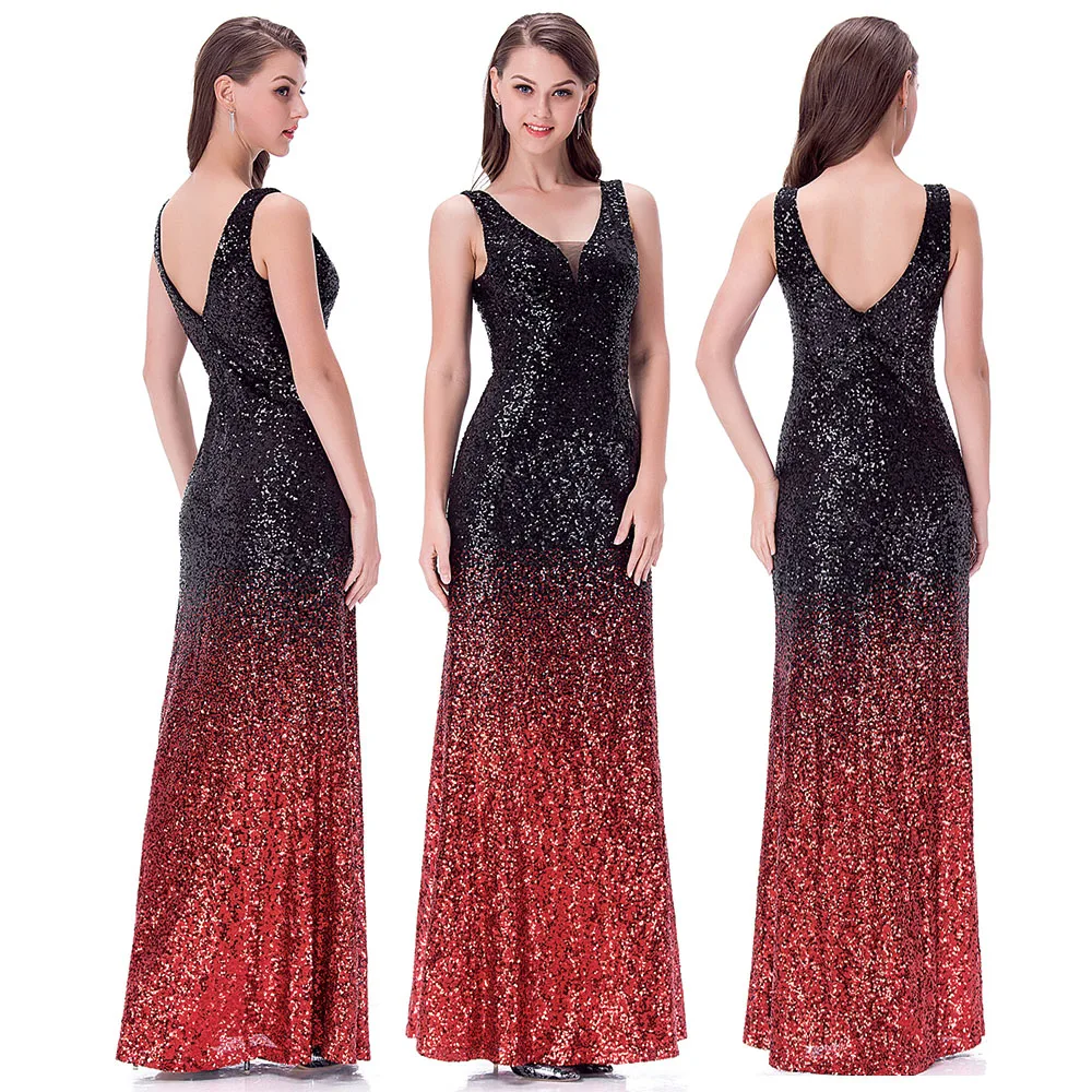 Angel-Fashion женские градиентные платья с блестками для матери невесты вечерние платья контрастных цветов 382
