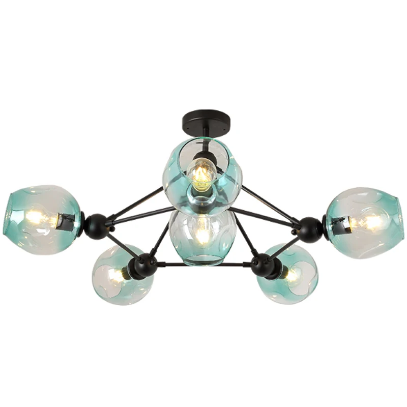 

Nordic simple living room molecular E27 LED bulb pendant lamp DIY home deco gradient blue glass pendant lighting fixture