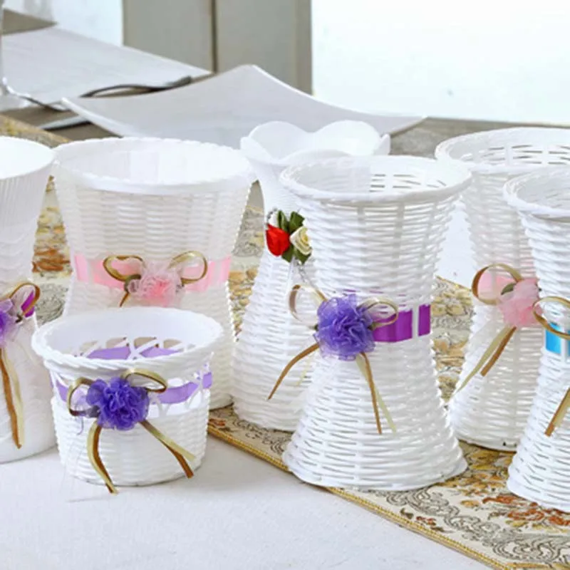 1 шт. пластиковые вазы Европейского белого цвета корзина для цветов контейнер