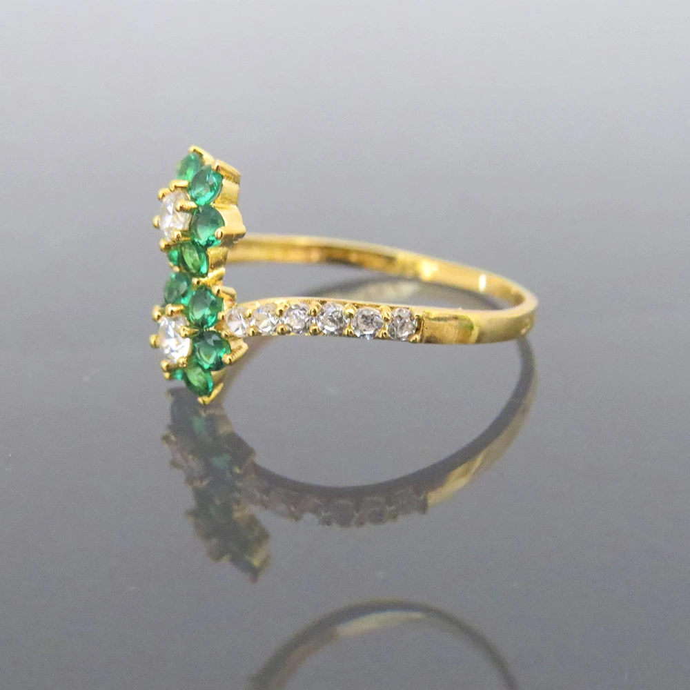 Милый 14K желтый золотой 0 4ctw 1 5 мм Supre белый Moissanite & Tsavorite скручивающий ремешок
