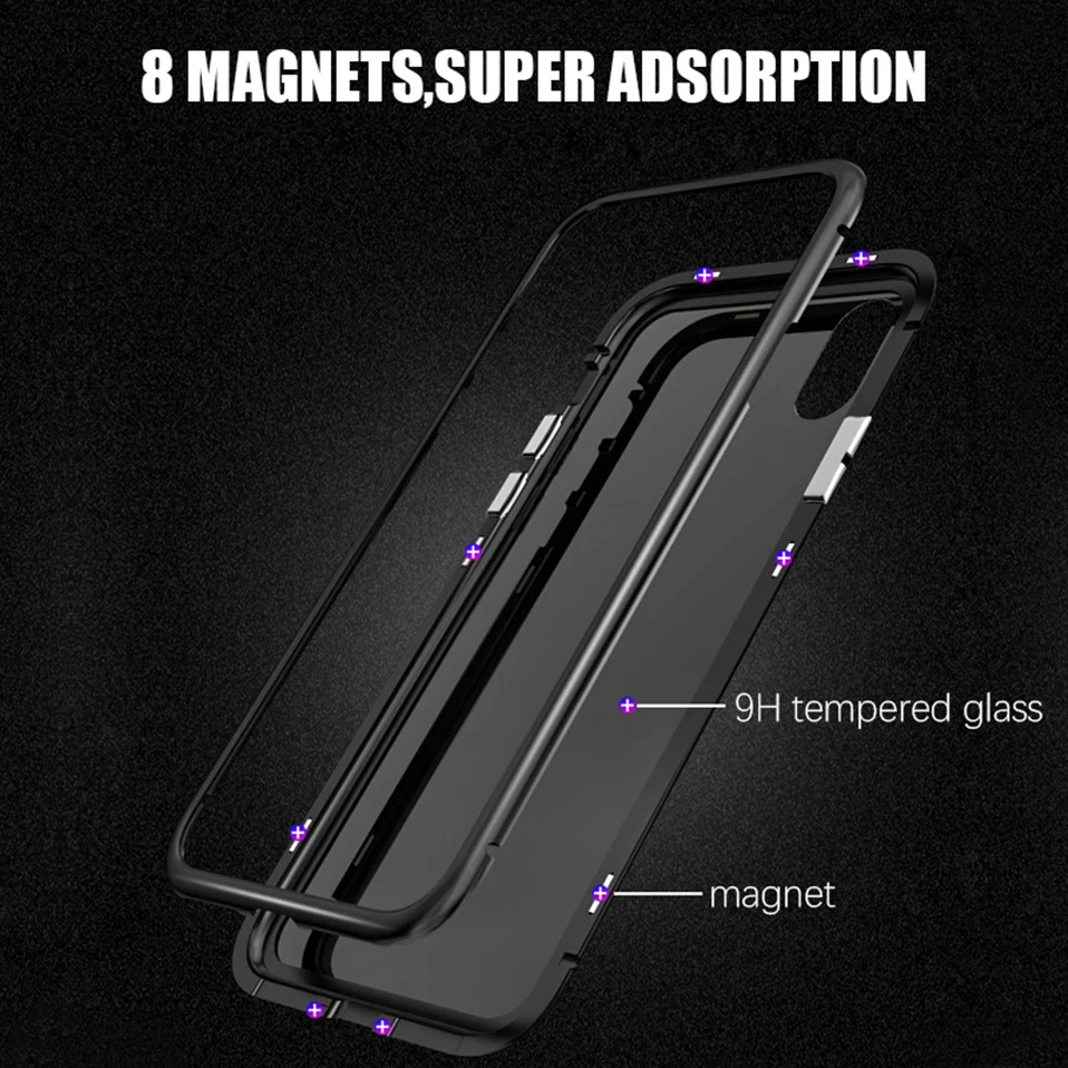 Magnetic Adsorption Metal Case For iPhone 11 Pro X XS Max Tempered Glass Back Magnet Cover For iPhone 6 6s 7 8 Plus 11Pro Cover