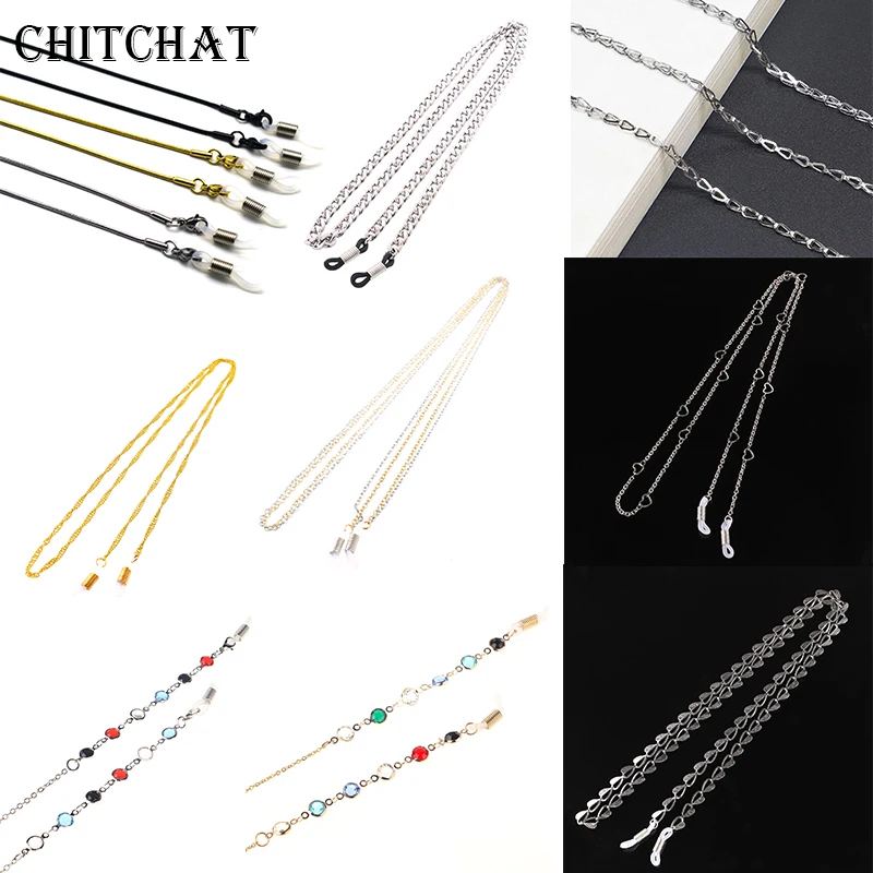 Цепь из нержавеющей стали в форме сердца и солнцезащитных очков серебристые