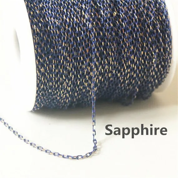 sapphire Блестящая тонкая овальная цепочка на латуни, 3 мм х 2 мм браслет ожерелье серьги цепь, 5 метров цепочка с кисточкой, Y28 - Цвет: sapphire