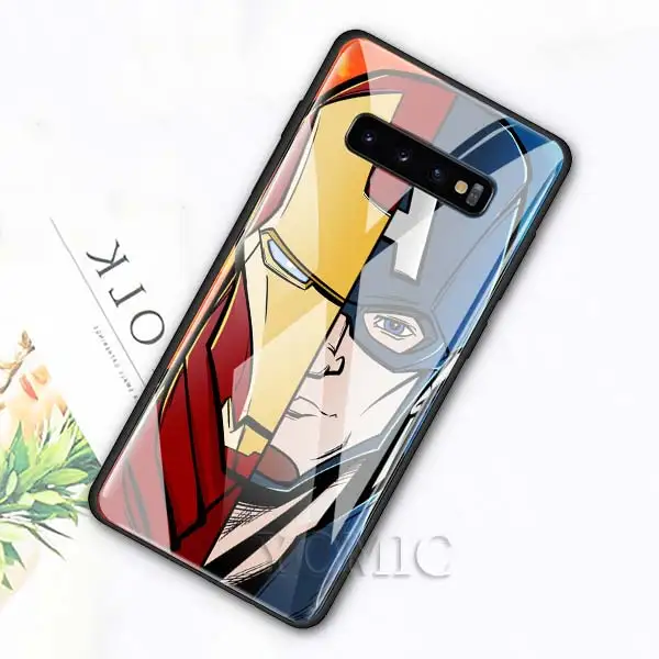 Чехол из закаленного стекла для samsung Galaxy S10e S10 S8 S9 Plus Note 9 10 A50 A70 чехол для телефона Марвел Мстители Железный человек Капитан Америк - Цвет: 013