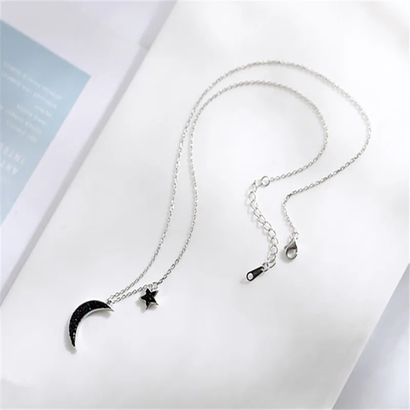Ожерелье из стерлингового серебра 925 пробы с подвеской в виде звезд Луны набор