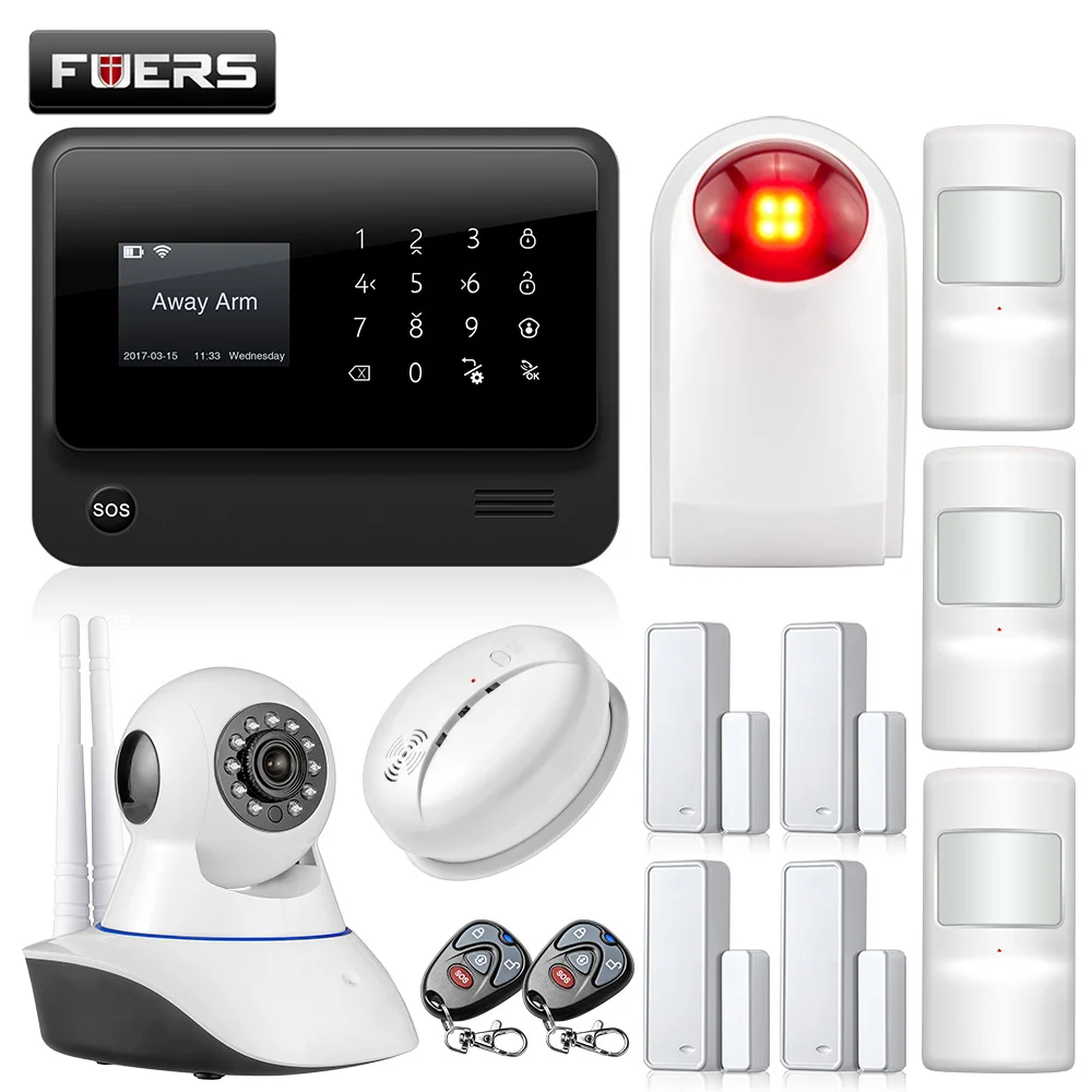 kit4 Fuers, новинка, G90B, 3g, 2,4G, WiFi, GSM, SMS, беспроводная домашняя система безопасности, IOS, Android, приложение, дистанционное управление, комплект сигнализации - Цвет: kit4