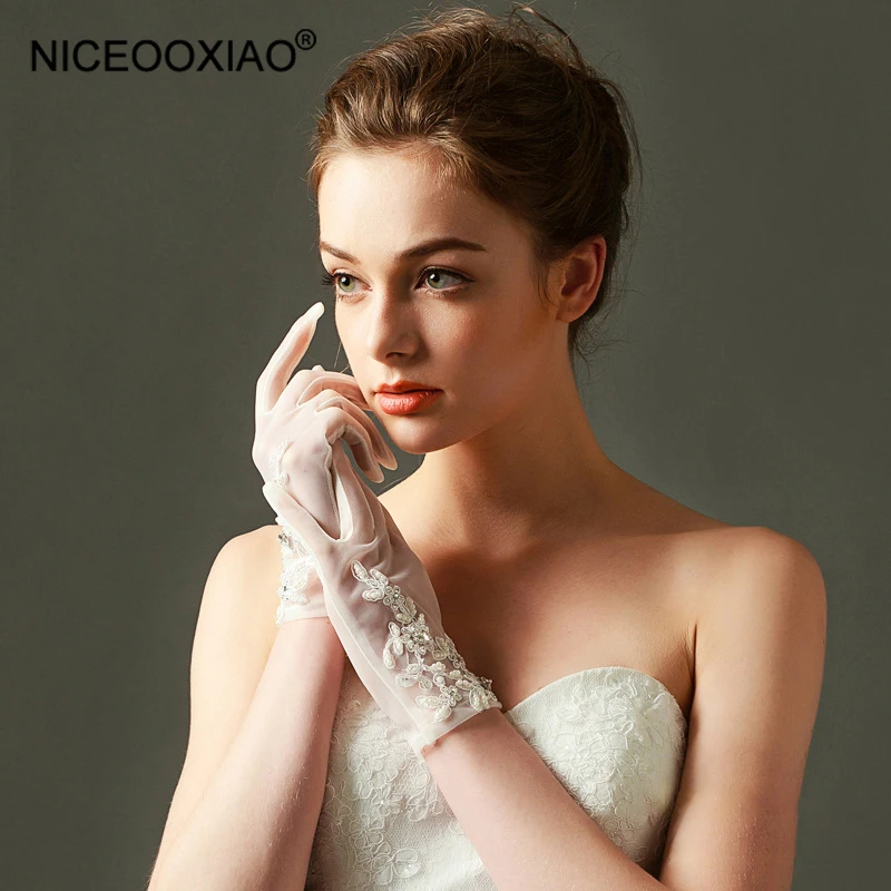 NICEOOXIAO женские свадебные перчатки длинные однотонные Атласные Перчатки