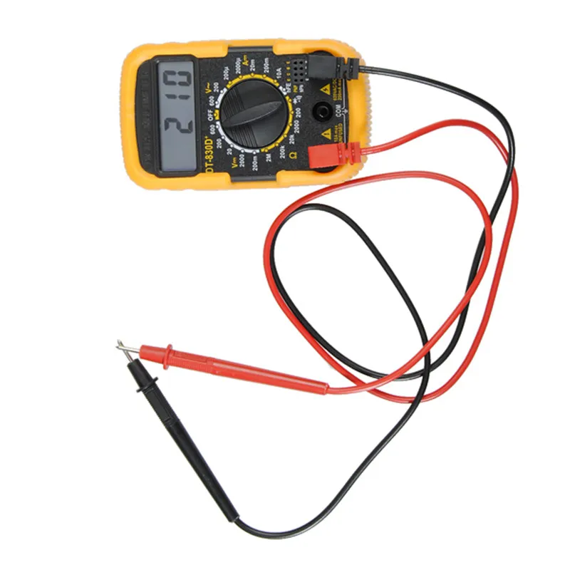 DT-830D+ Портативный Mini 2 дюймов ЖК-дисплей Цифровой мультиметр оранжевый и черный с Батарея