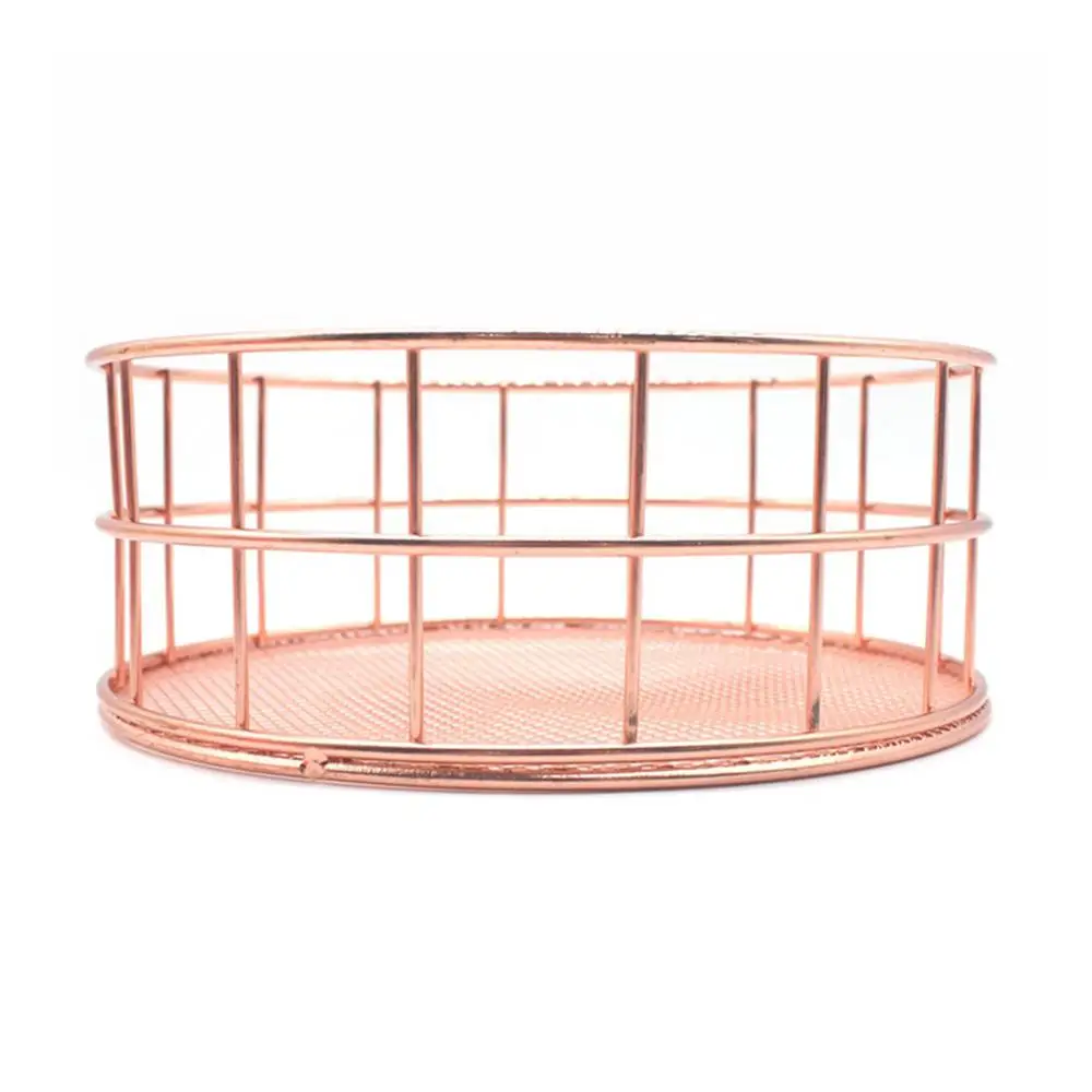 Nordic Style Rose Gold Metal Wire Storage Basket Cosmetic Organizer Holder Home Office Desk Toiletry Collections Bathroom Shelf | Дом и сад