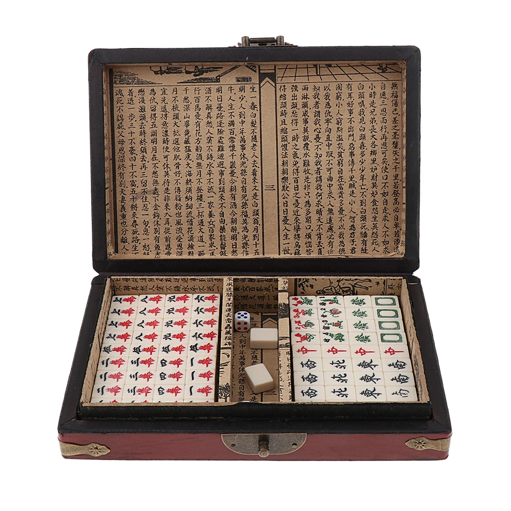 

Портативный Китайский игровой набор для Маджонга, размер 8,2x6x1,8 дюйма, вечерние и Веселые Семейные настольные игры