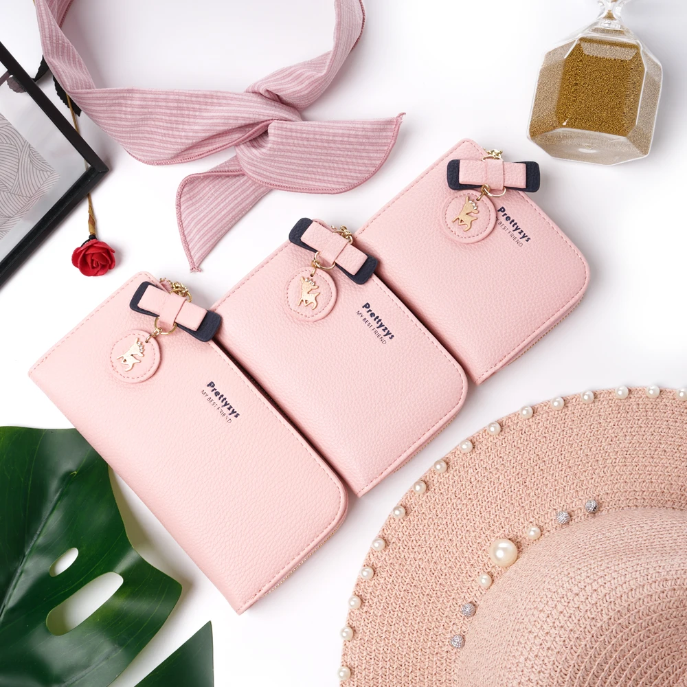 Women's Wallet Purses Female Small Pendant Large Bag Card Holder Leather Deer Bow Carteria Multifunction Phone Change Coin Hasp | Багаж и