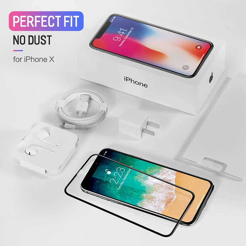 Закаленное стекло для iPhone X 8 7 6 ROCK Мягкий край высокой четкости анти синий свет
