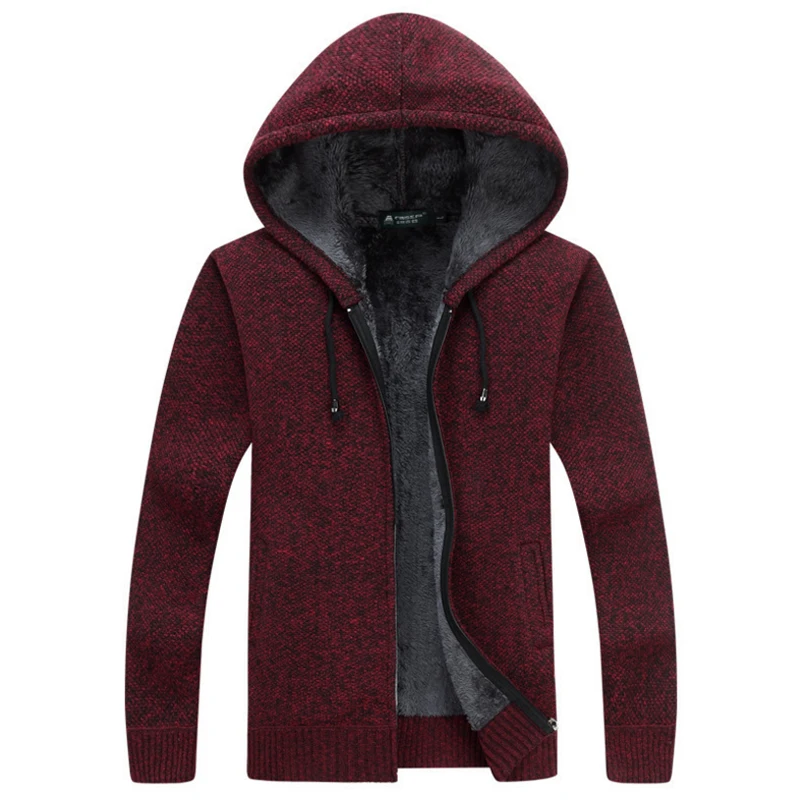 Куртка Для мужчин толстый бархат с капюшоном Меховая куртка s Зима мягкий вязаный