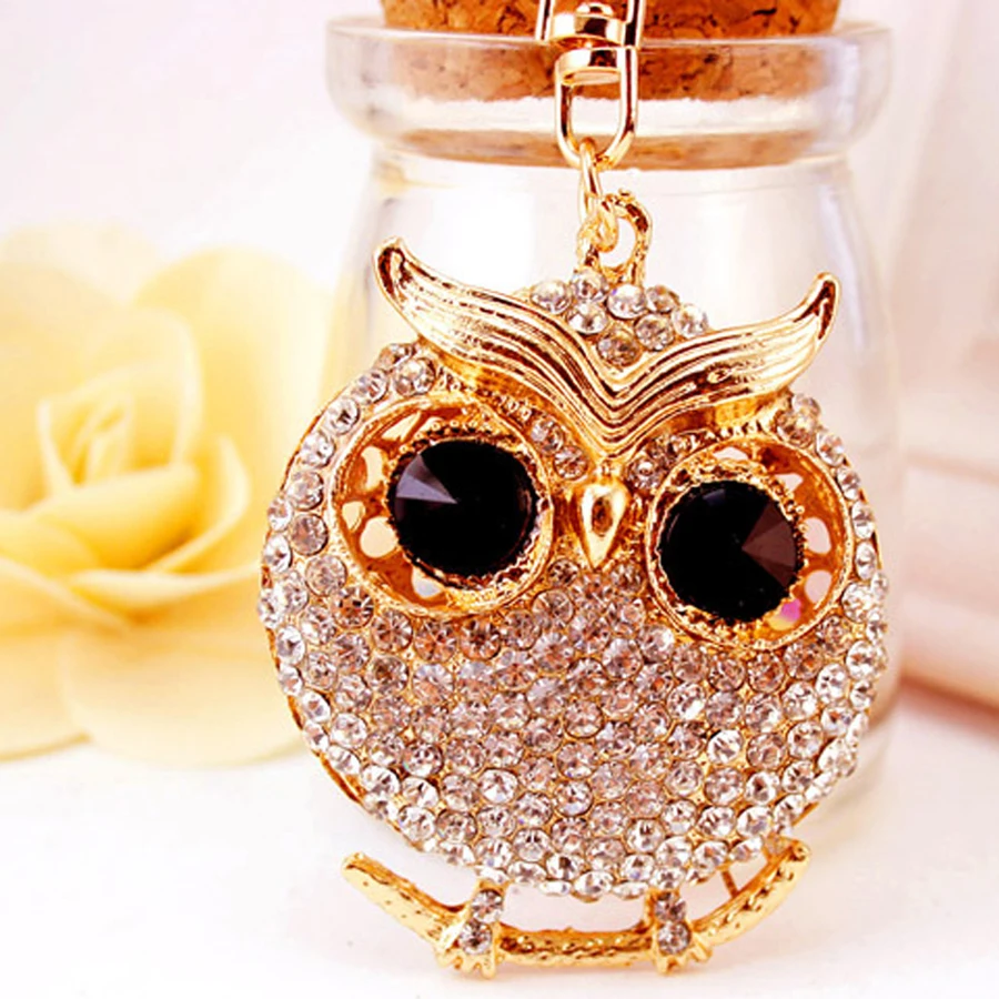 Chaveiro! Роскошный брелок с подвеской в виде совы кристаллами кольцо держатель