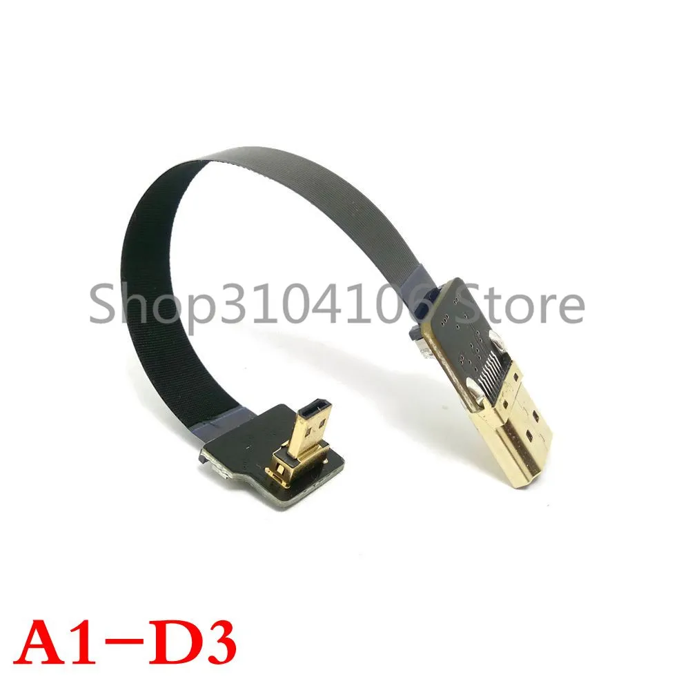 A1 вниз Угловой 90 градусов FPV Mini HDMI совместимый штекер к FPC плоский кабель для