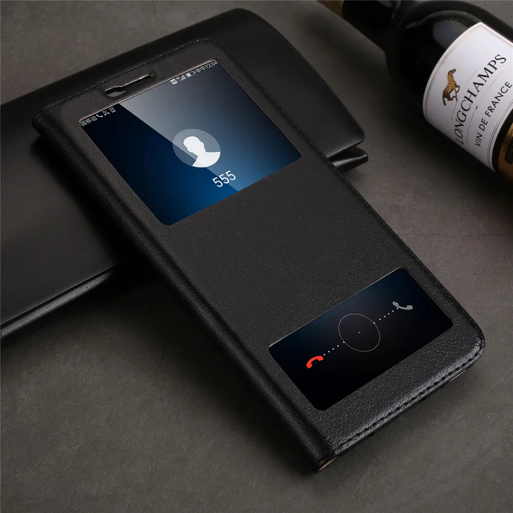 Чехол из натуральной кожи с откидной крышкой для huawei honor v10 чехол окошком задняя