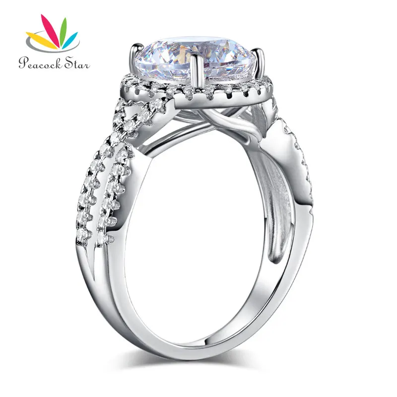 

Peacock Star 3 Carat Created Diamante Engagement Ring Solid 925 Sterling Silver Wedding Anniversary CFR8243