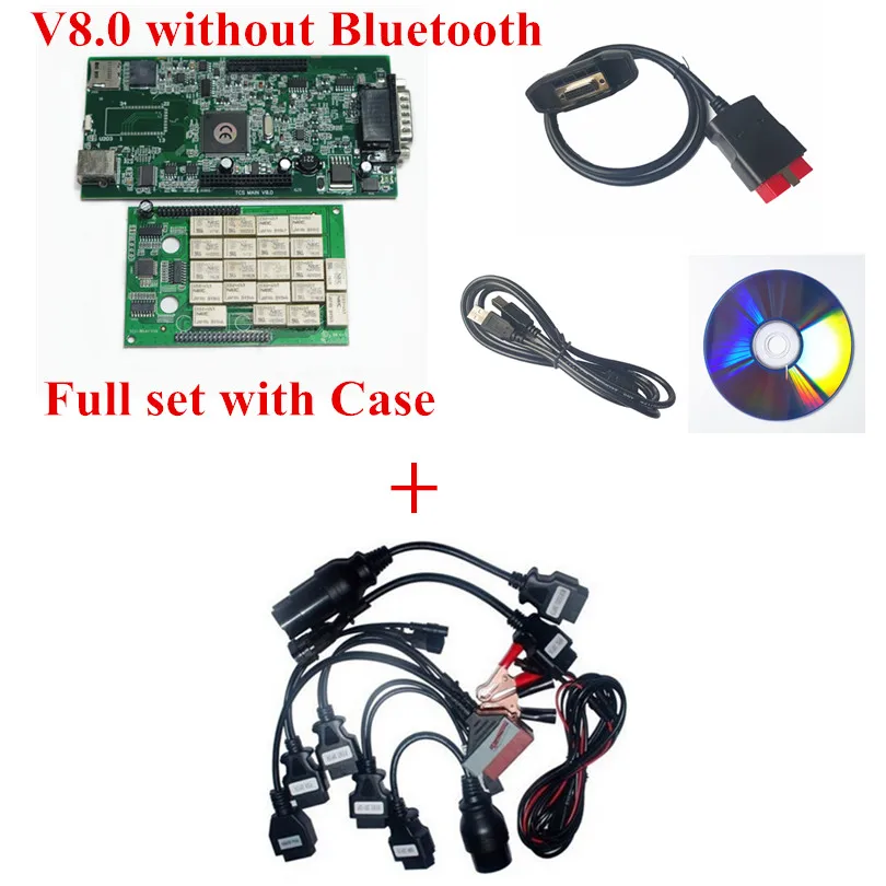 V8.0 tcs add cable Акция OBDII OBD2 полный набор 8 автомобильных кабелей TCS автомобильные кабели OBD диагностический инструмент 8 грузовых кабелей - Цвет: V8.0 tcs add cable