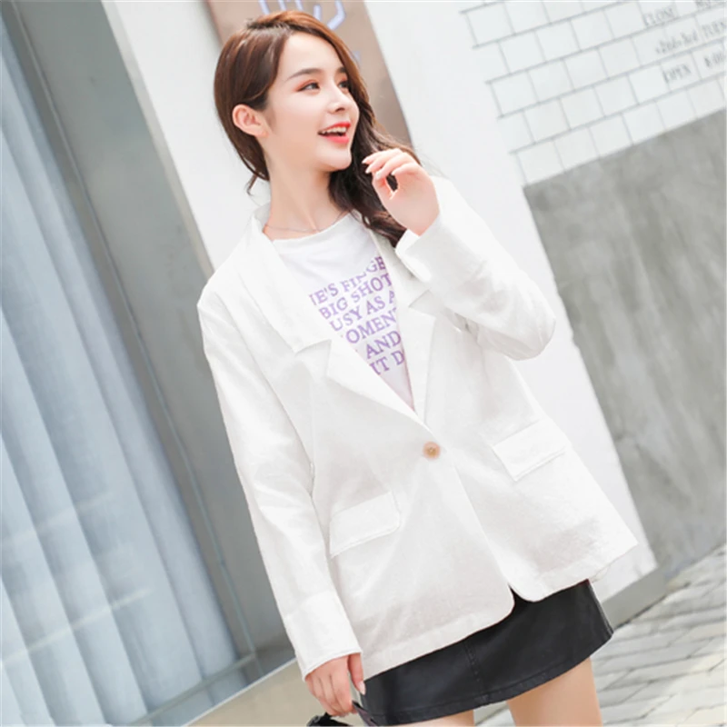 Hzirip 2018 Women's Thin Blazer Cotton Line Casual Blazers Solid Coat Loose Office Lady Slim Pockets Tops Suit Female Jackets | Женская