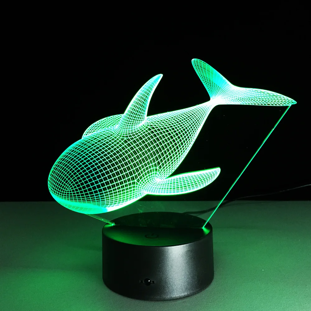 Акула 3D стерео иллюзия Лампа 7 цветов Изменение акриловой атмосферы лампа USB