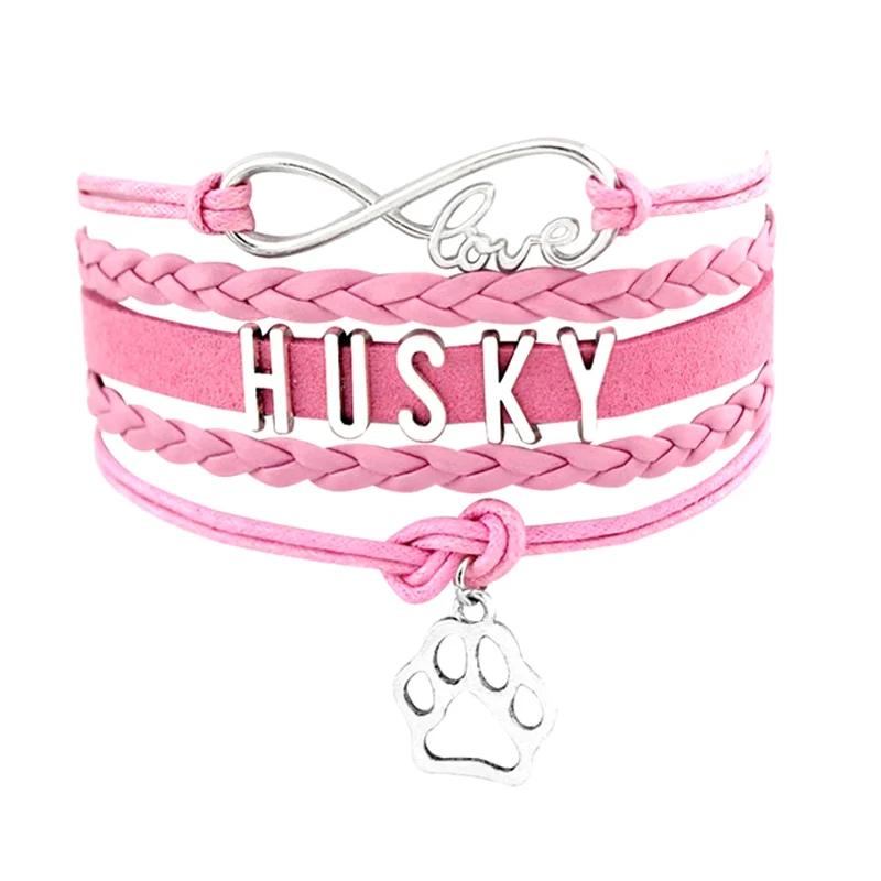 Браслеты и обручи Infinity Love HUSKY для мужчин женщин Кожаное украшение в виде собачьей