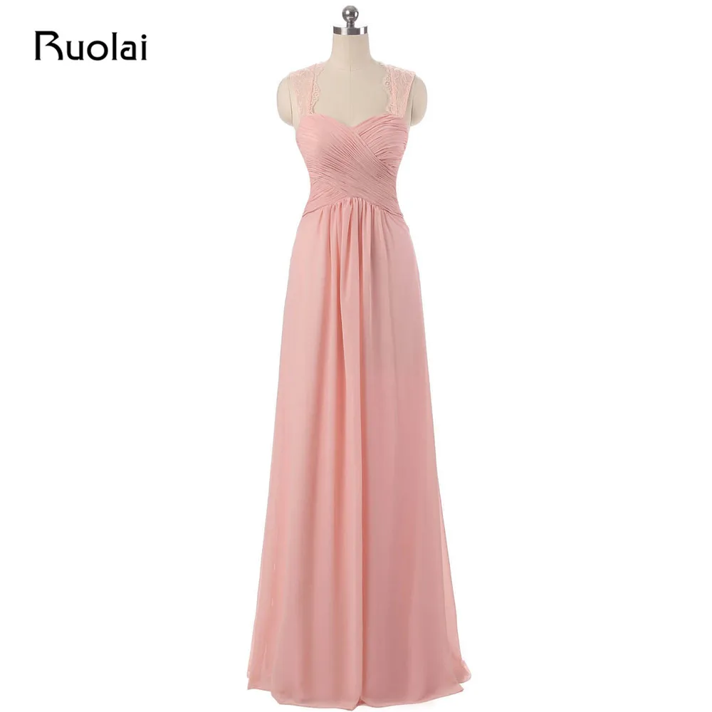 

Real Photo Bridesmaid Dresses Long Sweetheart A-Line Chiffon Ruffles Pink Maid of Honor Dress 2019 Party Dress for Wedding BM31
