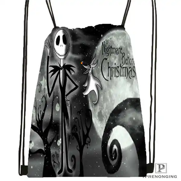 Drawstring Backpack Пользовательские Кошмар перед Рождеством походная сумка на шнурке милый рюкзак для детей(черная спина) 31x40 см#180531-03-48 - Цвет: Drawstring Backpack