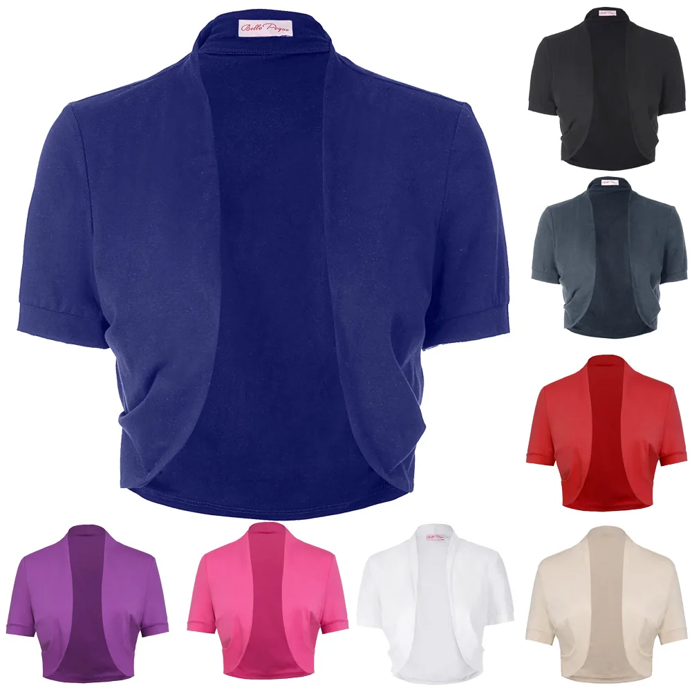 Женское пальто с короткими рукавами Belle Poque однотонное облегающее болеро