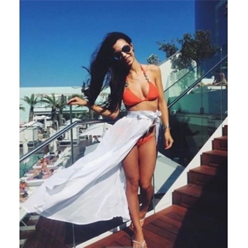 Сексуальная макси юбка с запахом саронг женский купальник бикини пляжная одежда