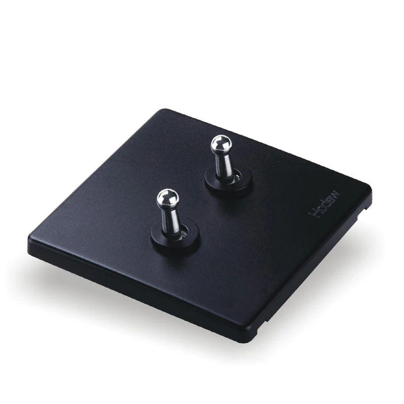 Розетка настенного выключателя 86 Тип Скрытая черная стальная рама два открытый с