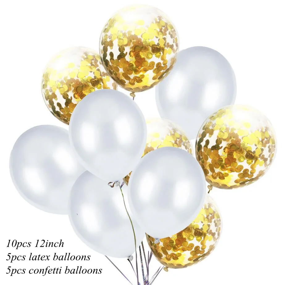 5 gold con 5 white 1 упаковка 12 дюймов латексные разноцветные воздушные шары с конфетти надувной шар Гелиевый шар для дня рождения свадебные принадлежности - Цвет: 5 gold con 5 white