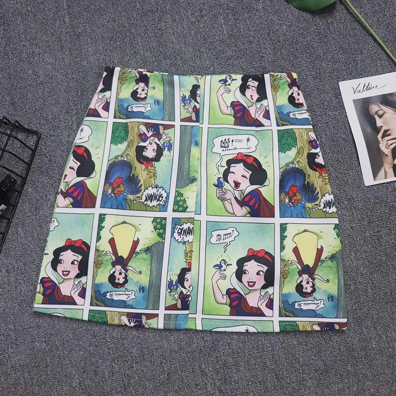 Gothic Cartoon Cute Print Comic Skirt Summer A Line Short Streetwear Ulzzang Skirts Womens Gonne Donna Estive Faldas Cortas