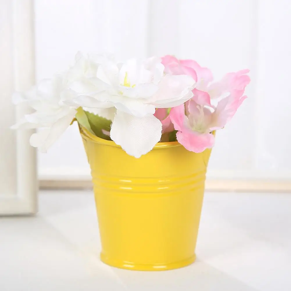 Cute Mini Solid Color Pail Bucket Wedding Party Candy Favours Home Hotel Decor Flower Pots& Planters
