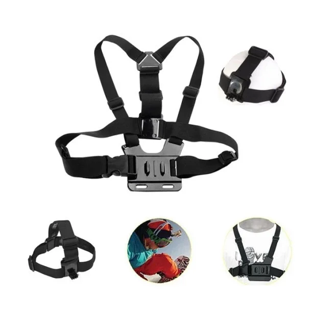 3 in 1 Kit Adjustable Head Strap+ Chest Mount +Monopod with Adapter for Go Pro 2 3+ 4 5 6 7 Cameras | Электроника