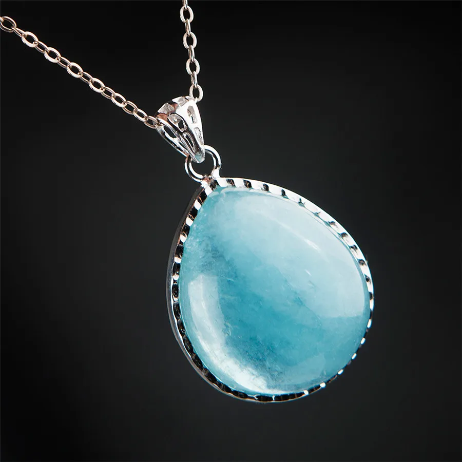 Подлинная синяя натуральная Аквамарин подвеска из стерлингового серебра 925