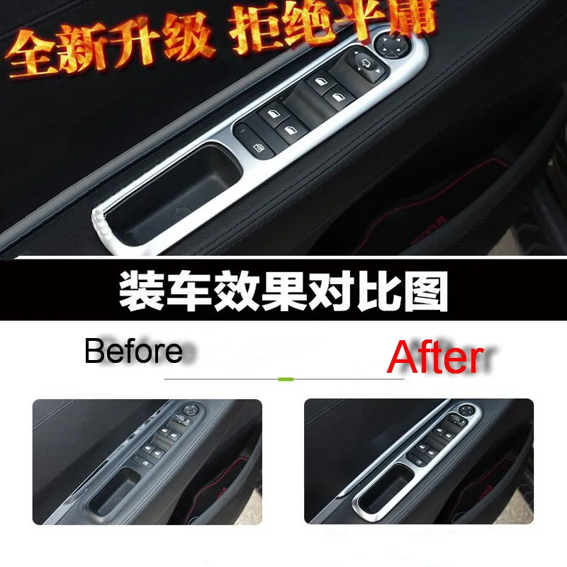 

4 шт. DIY стайлинга автомобилей нержавеющая сталь или ABS двери окна Кнопка светильник крышка чехол наклейки для peugeot 3008 2013-15, аксессуары