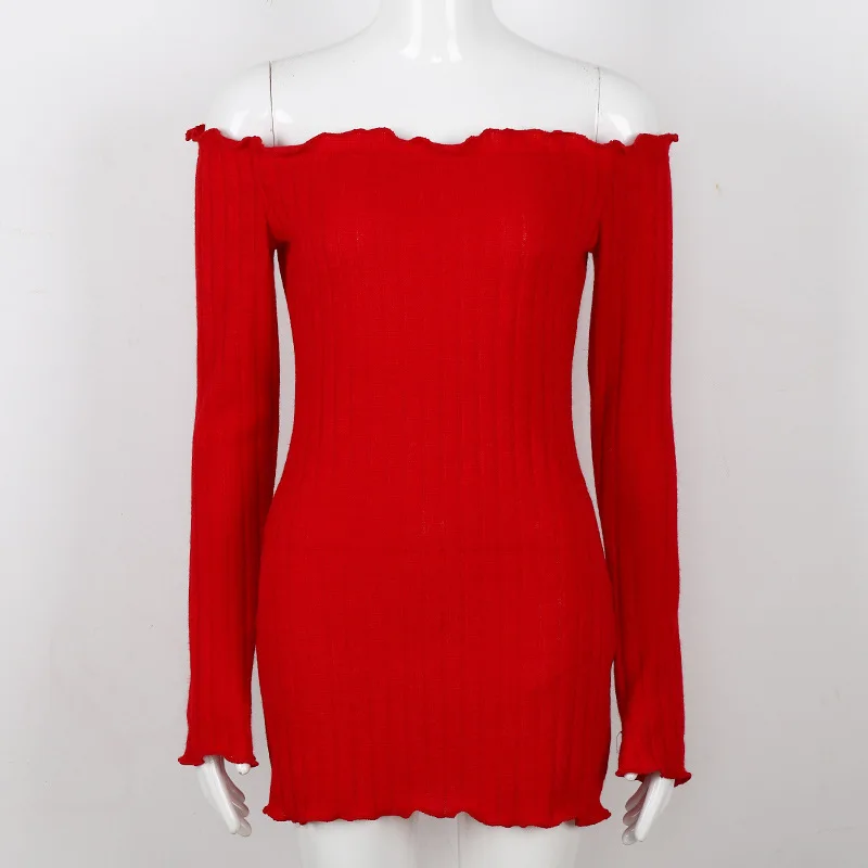 Skitzyou женское осеннее сексуальное платье с длинным рукавом вырезом лодочкой