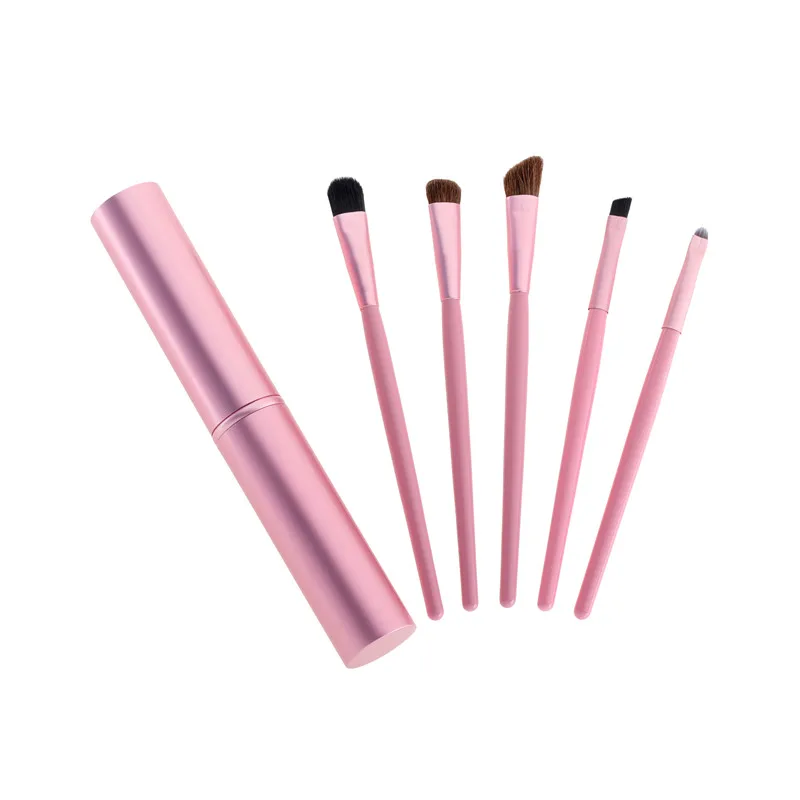 pink BBL 5 шт. дорожные портативные мини кисти для макияжа глаз набор размазывания Тени Карандаш для глаз карандаш для бровей Кисть для макияжа губ набор профессиональных кистей - Handle Color: pink