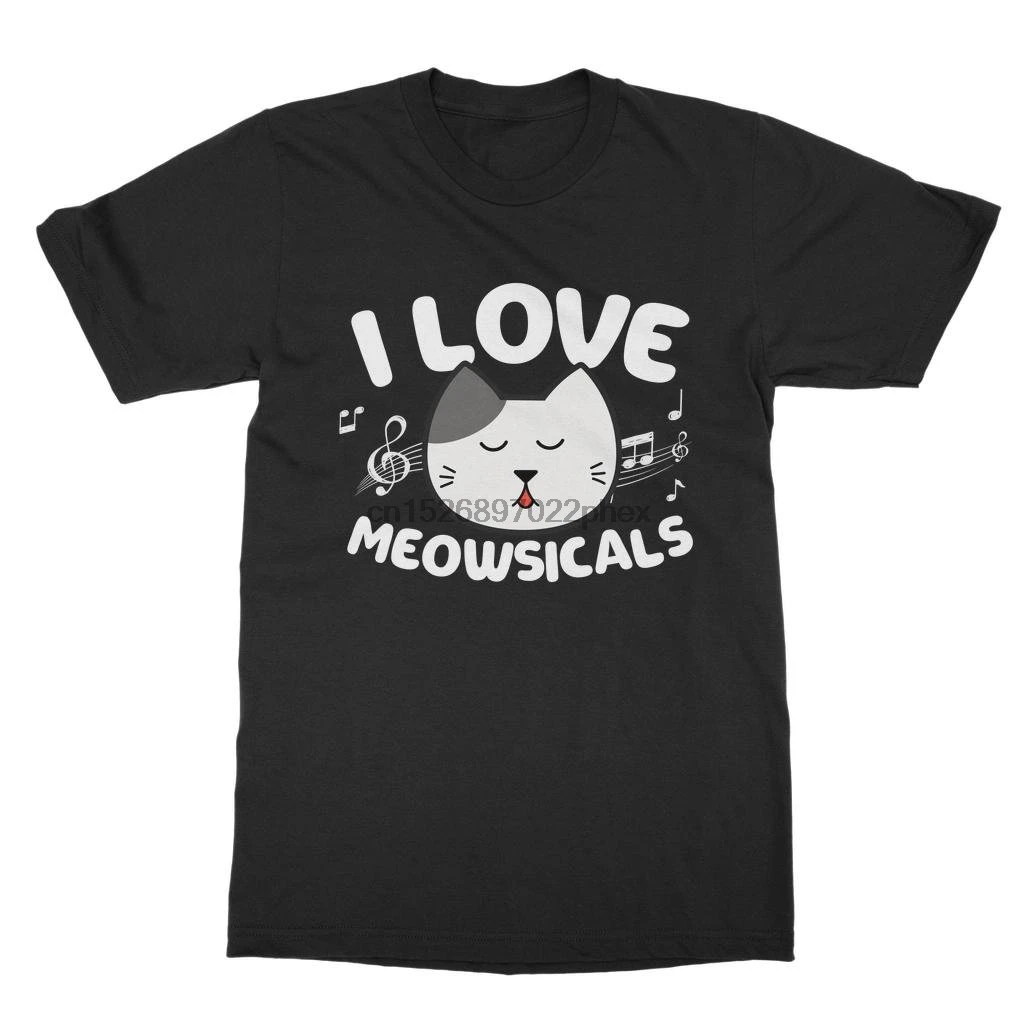 С надписью I Love Meowsicals классический взрослая Футболка мужская футболка | Мужская