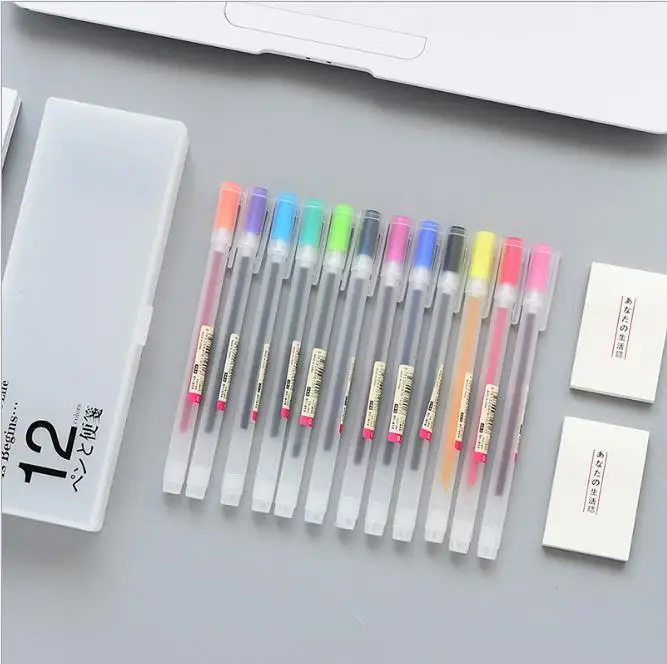 12 шт./лот Muji стиль гелевая ручка 0,5 мм цветная ручка Производитель ручка для школы офиса поставка 12 цветов