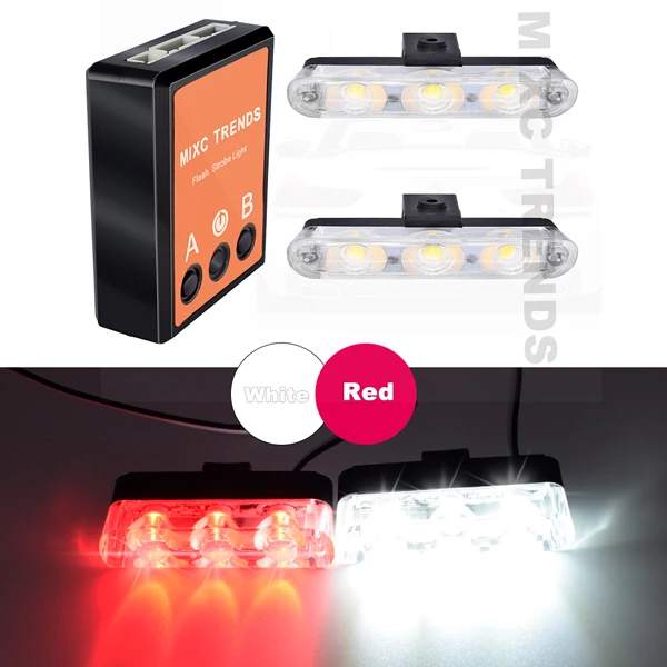 2X3 стробоскоп Led скорая помощь полицейский свет 12 В предупреждающие стробоскопы Авто мигающие светодиодные DRL пожарные аварийные Автомобильные дневные огни - Цвет: 1 White 1 Red